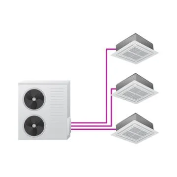 Multi split air conditioning system. Ilustración de archivo