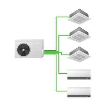 Multi split air conditioning system. Ilustración de archivo