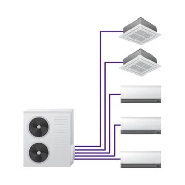 Multi split air conditioning system. Ilustración de archivo
