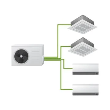 Multi split air conditioning system. 库存插图