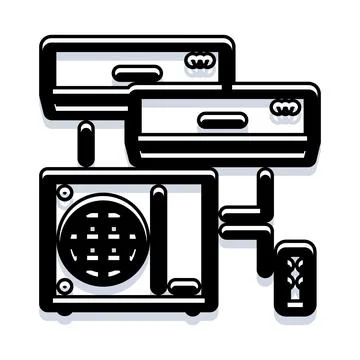 Multi split air conditioning system cooling indoor units 库存插图