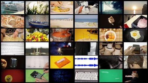 Multi split screen life misc begin Stock Photos