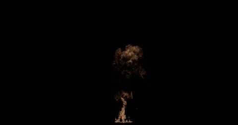 Multi Stage Fire Explosion and Rolling Black Smoke VFX Overlay Against Black Видео 333190595