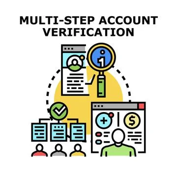 Multi step account verification process icon concept Stock Illustration