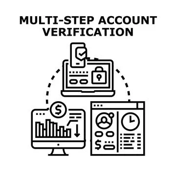 Multi step account verification process concept illustration 스톡 일러스트