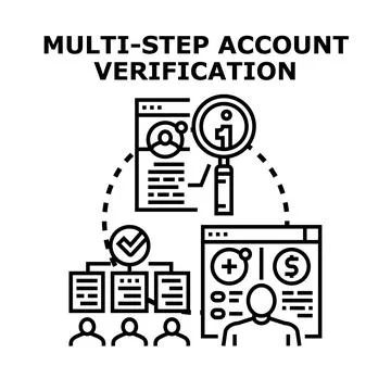 Multi step account verification process icon concept Stock Illustration