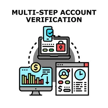 Multi step account verification process concept illustration Illustrazione stock