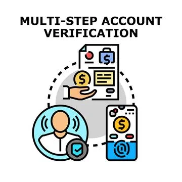 Multi step account verification process ensuring online security Stock Illustration