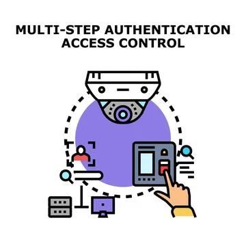 Multi step authentication access control system concept Stock Illustration