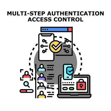 Multi step authentication access control enabling digital security Stock Illustration