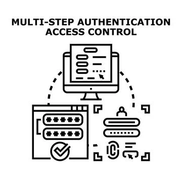 Multi step authentication access control securing digital data Stock Illustration
