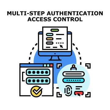 Multi step authentication access control securing digital data Stock Illustration