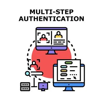 Multi step authentication process managing secure login access Illustrazione stock