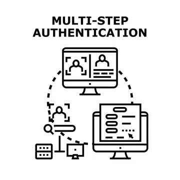 Multi step authentication process managing secure login access Stock Illustration