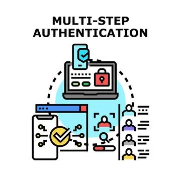 Multi step authentication protecting digital information access Stock Illustration