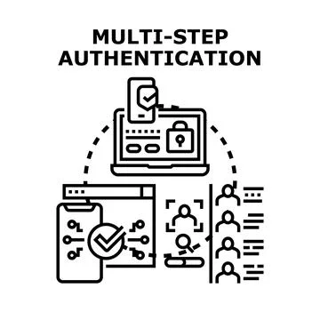 Multi step authentication protecting digital information access Stock Illustration