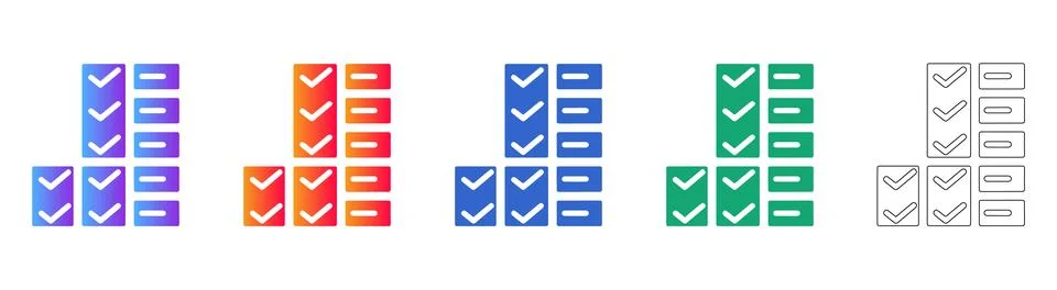 Multi Step Checklist Flow Icons Set Illustrazione stock