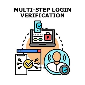 Multi step login verification process protecting data Stockillustratie