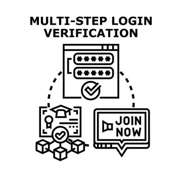 Multi step login verification process ensuring account security Stockillustratie