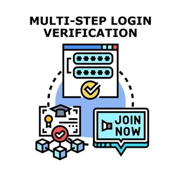 Multi step login verification process ensuring account security Stock Illustration