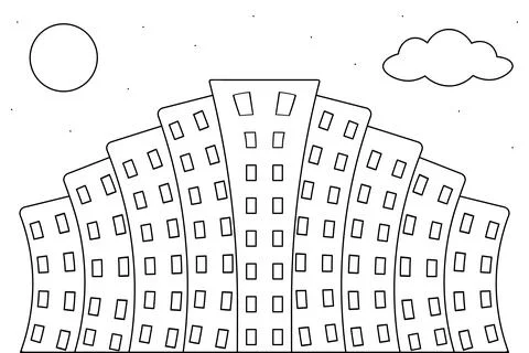 Multi-storey, apartment building with many windows. Ilustración de archivo