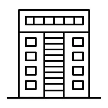 Multi-storey apartment thin line icon. Architecture vector illustration isolated Stock Illustration