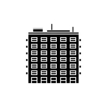 Multi storey building black icon concept. Multi storey building  vector sig Stock Illustration