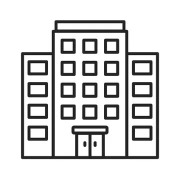 Multi-storey building black line icon. Building with several floors at differ Stock Illustration