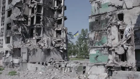 Multi-storey building bombed during the ... | Stock Video | Pond5