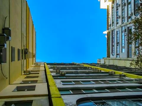 Multi-storey building. Bottom view. Stock Photos
