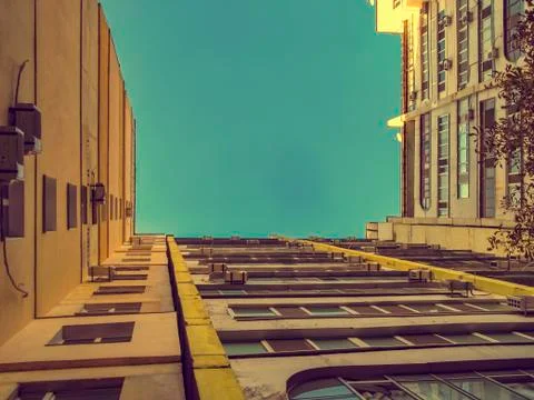 Multi-storey building. Bottom view. Stock Photos