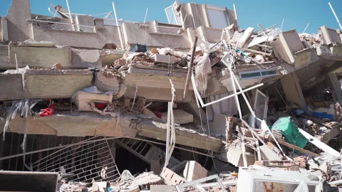 Multi-storey building destroyed after the earthquake. Stock Footage 233220672