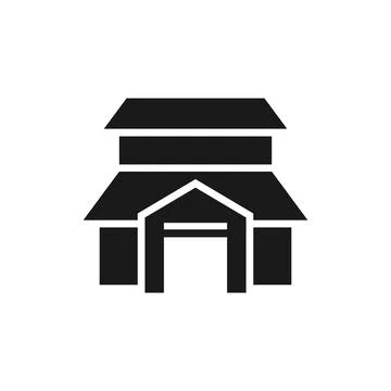 Multi-storey building icon with gate. Symbol for Location Plan Vector Stock Illustration