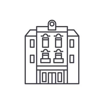 Multi storey building line icon concept. Multi storey building vector linear Illustrazione stock