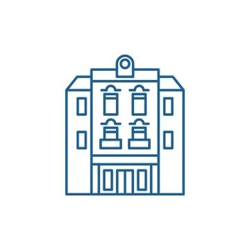 Multi storey building line icon concept. Multi storey building flat vector Stock Illustration