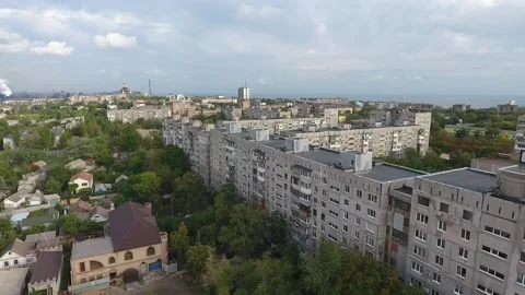 Multi-storey building in Mariupol from above in 2018 Video stock 239351414