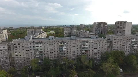 Multi-storey building in Mariupol from above in 2018 Stock Footage 239352007