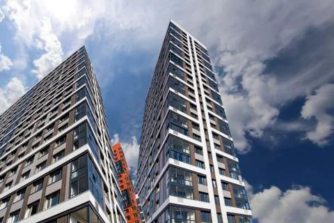 Multi-storey building under construction against the sky, Moscow, Russia Stock Photos