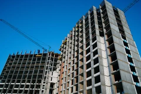 Multi-storey building under construction.new residential complex.New resident Stock Photos