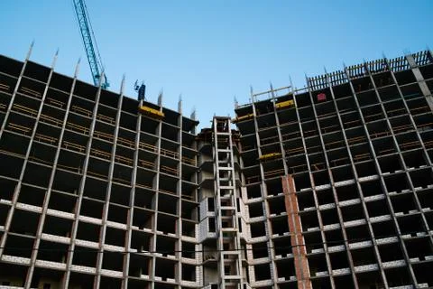 Multi-storey building under construction.new residential complex.New resident Stock Photos