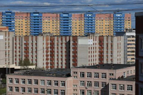 Multi-storey buildings, roofs, communications.Multi-storey buildings, roofs Stock Photos