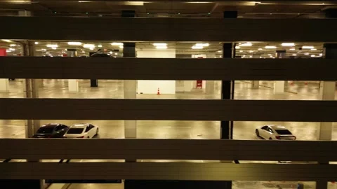 Multi-storey car park at night. Drone video Stock Footage 308082002