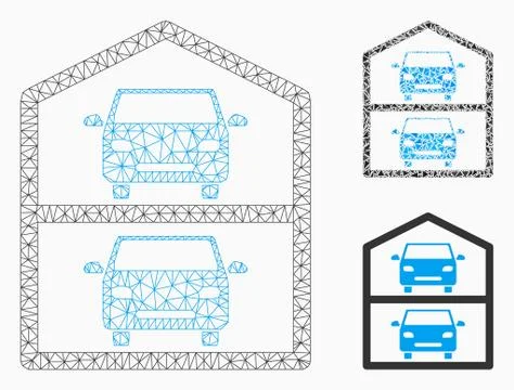 Multi-Storey Car Park Vector Mesh 2D Model and Triangle Mosaic Icon Ilustração Stock
