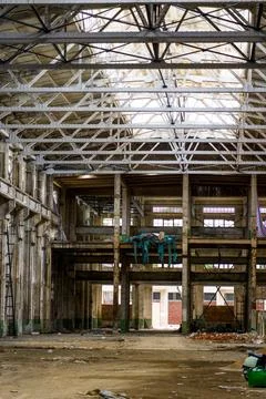Multi-storey concrete frame at the end of an abandoned workshop Stock Photos
