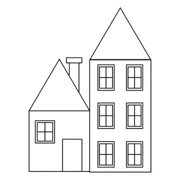 Multi-storey house coloring page. The property of the house Stock Illustration