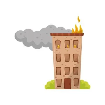 Multi storey house is on fire vector Illustration on a white background 스톡 일러스트