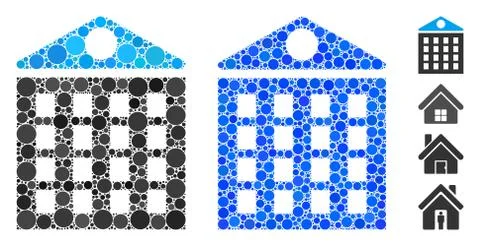 Multi-Storey House Mosaic Icon of Circle Dots Ilustración de archivo