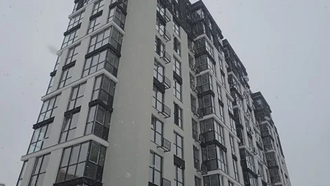 Multi Storey House Snow Covered Stock Footage 295200022