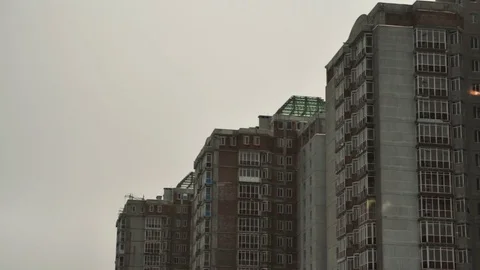 Multi-storey houses on the sky Stock Footage 79407171