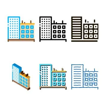 Multi-storey multistyle building icon vector outline Ilustración de archivo